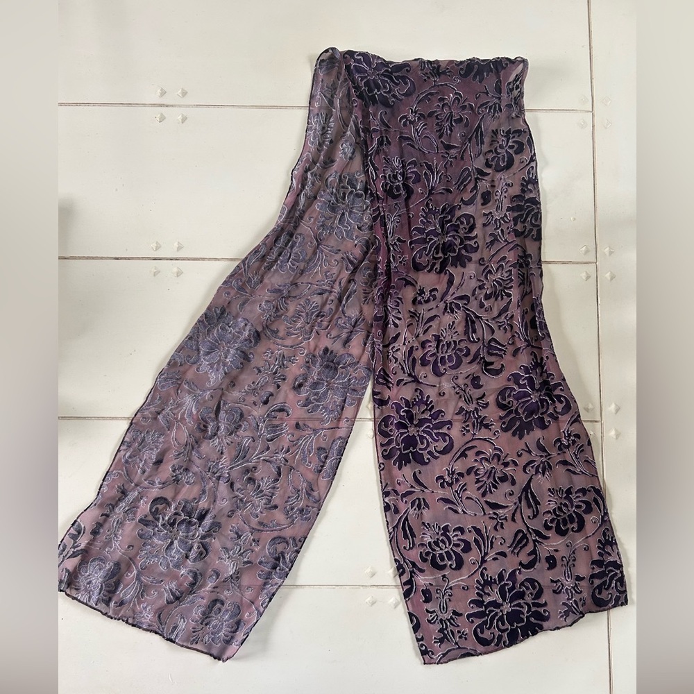 Purple Floral Burnout Scarf Wrap